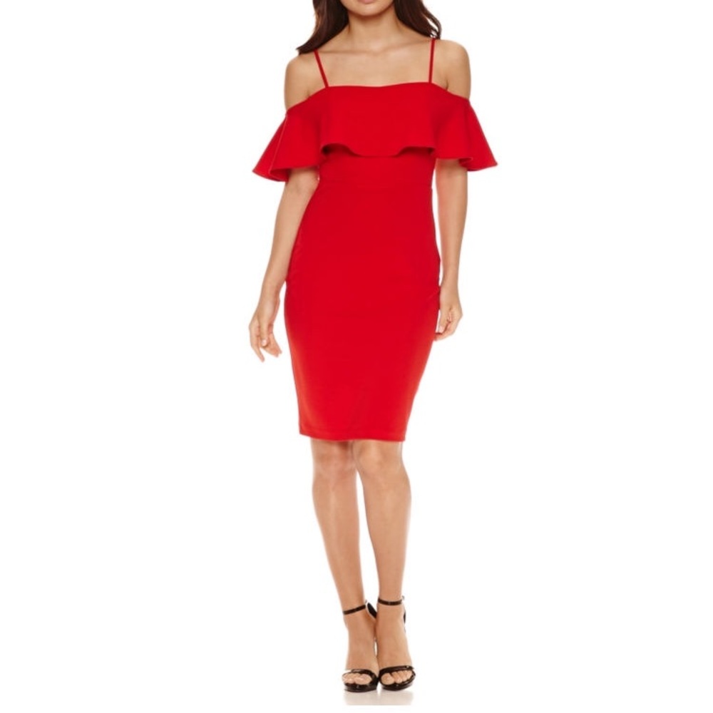 Beautiful Red cold shoulder dress.